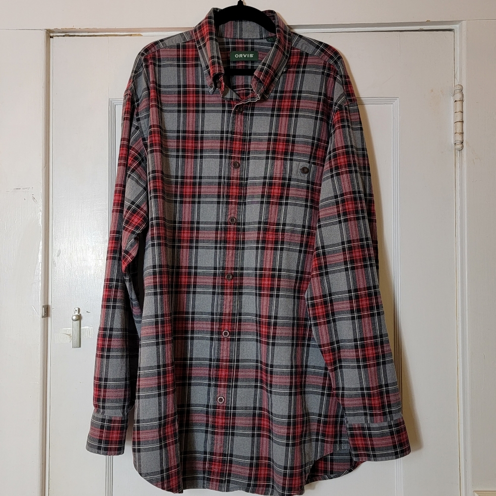 Orvis Plaid Button-Down Shirt, Size L